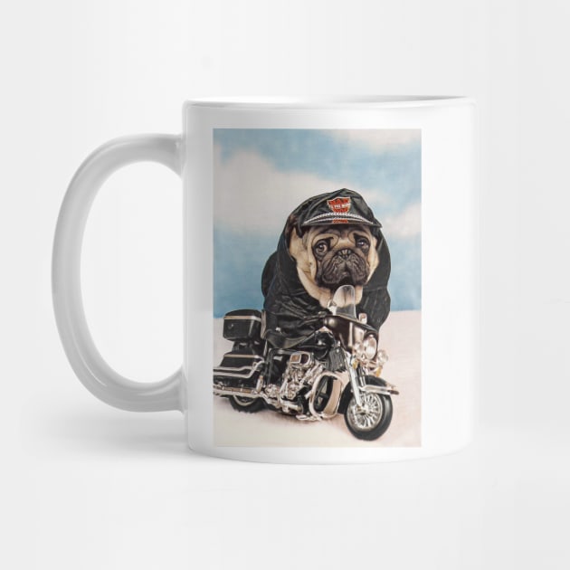 Pug Dog Biker Motorcycle by candiscamera